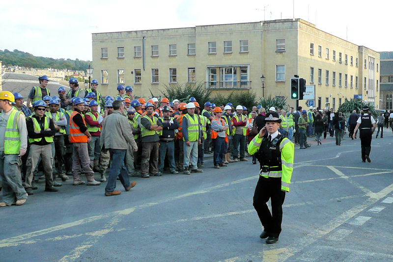 P1010583 SouthGate workers and police